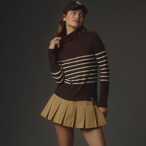 KULE Chocolate and Cream Striped The Tissue Turtleneck
